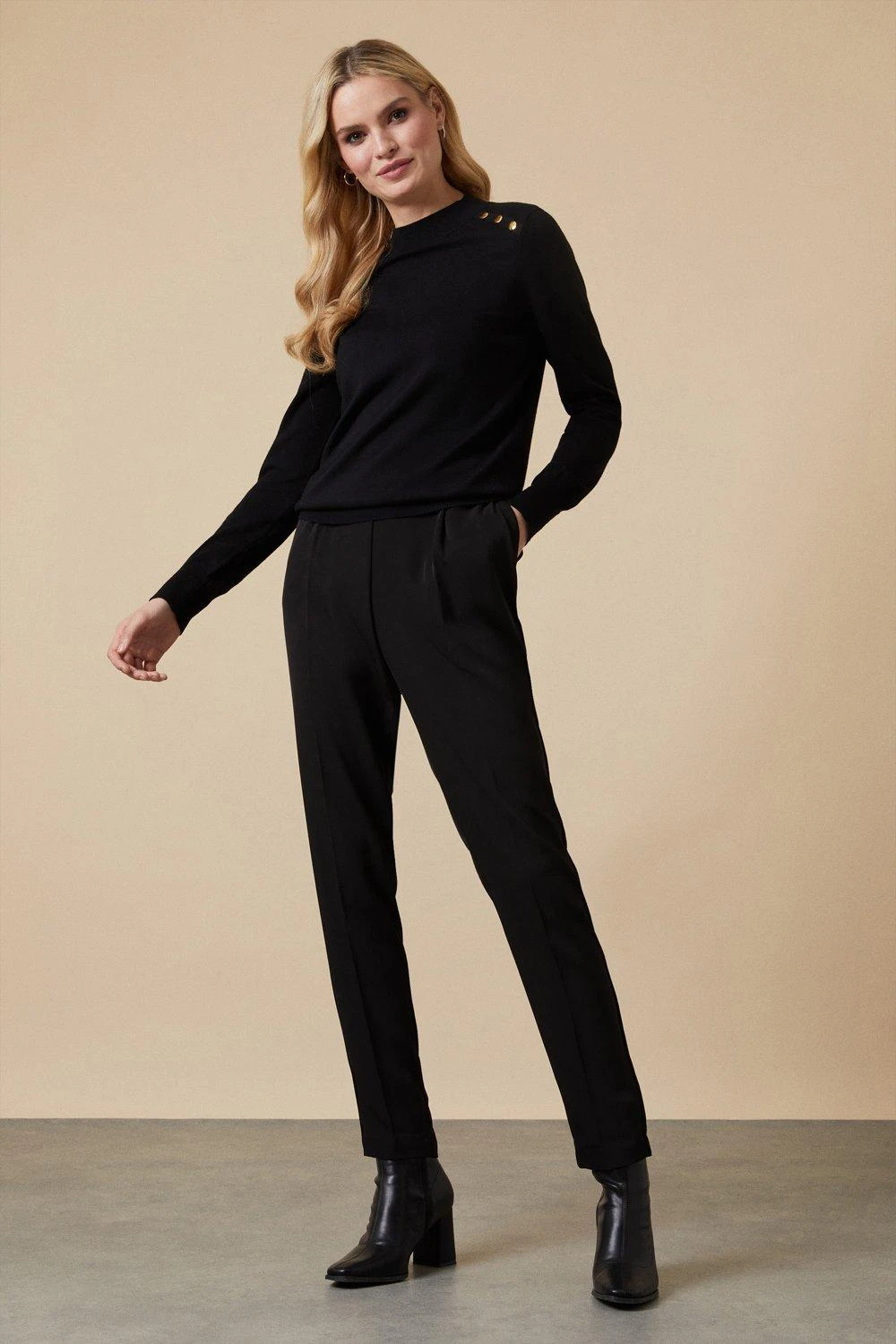 Wallis Tall Black Pull On Trousers