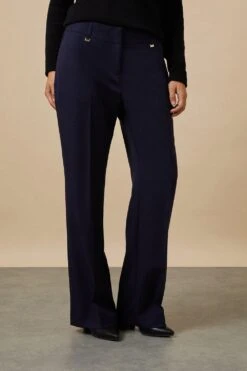 Wallis Petite Navy Smart Bootcut Leg Trousers