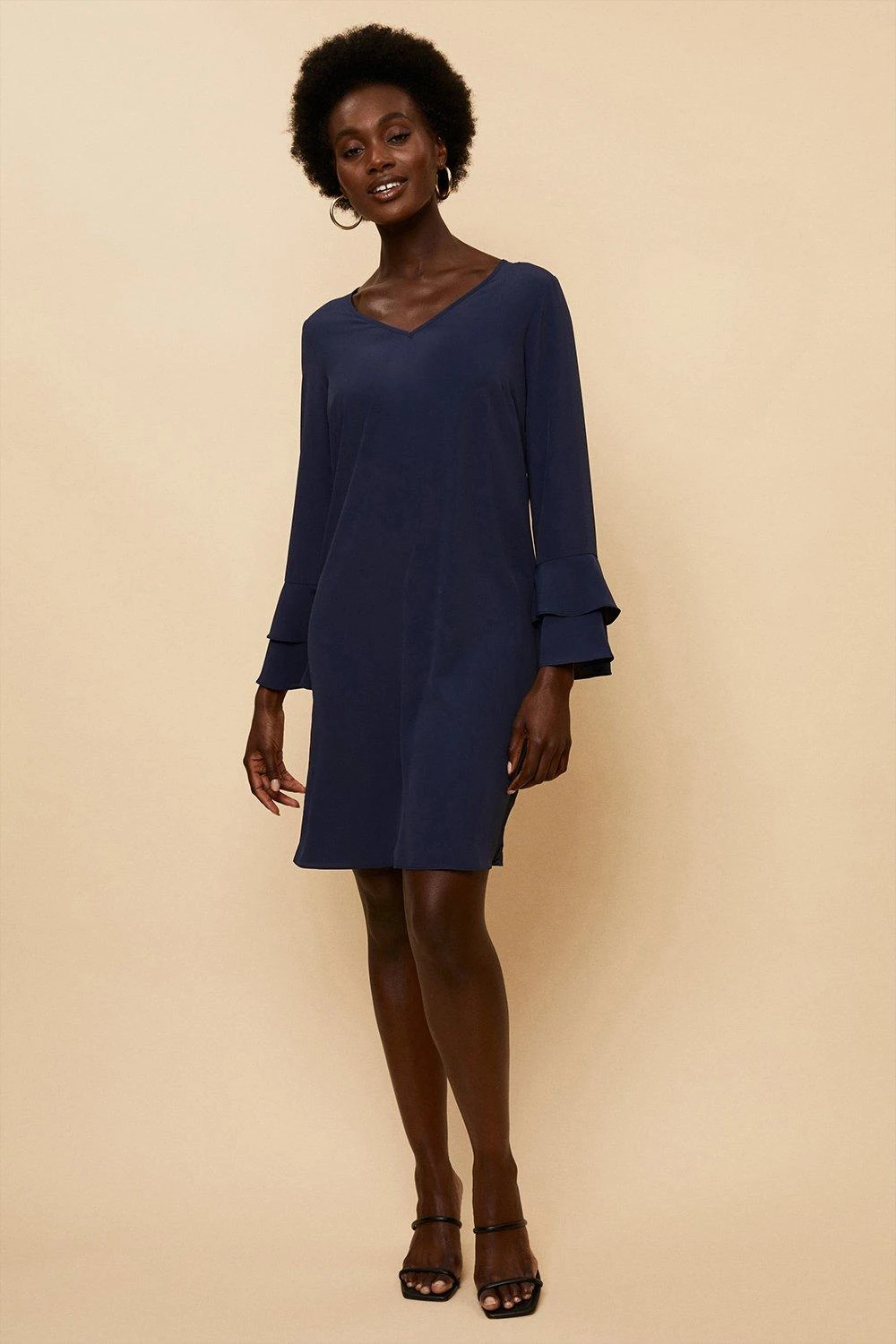 Wallis Ruffle Sleeve V Neck Shift Dress