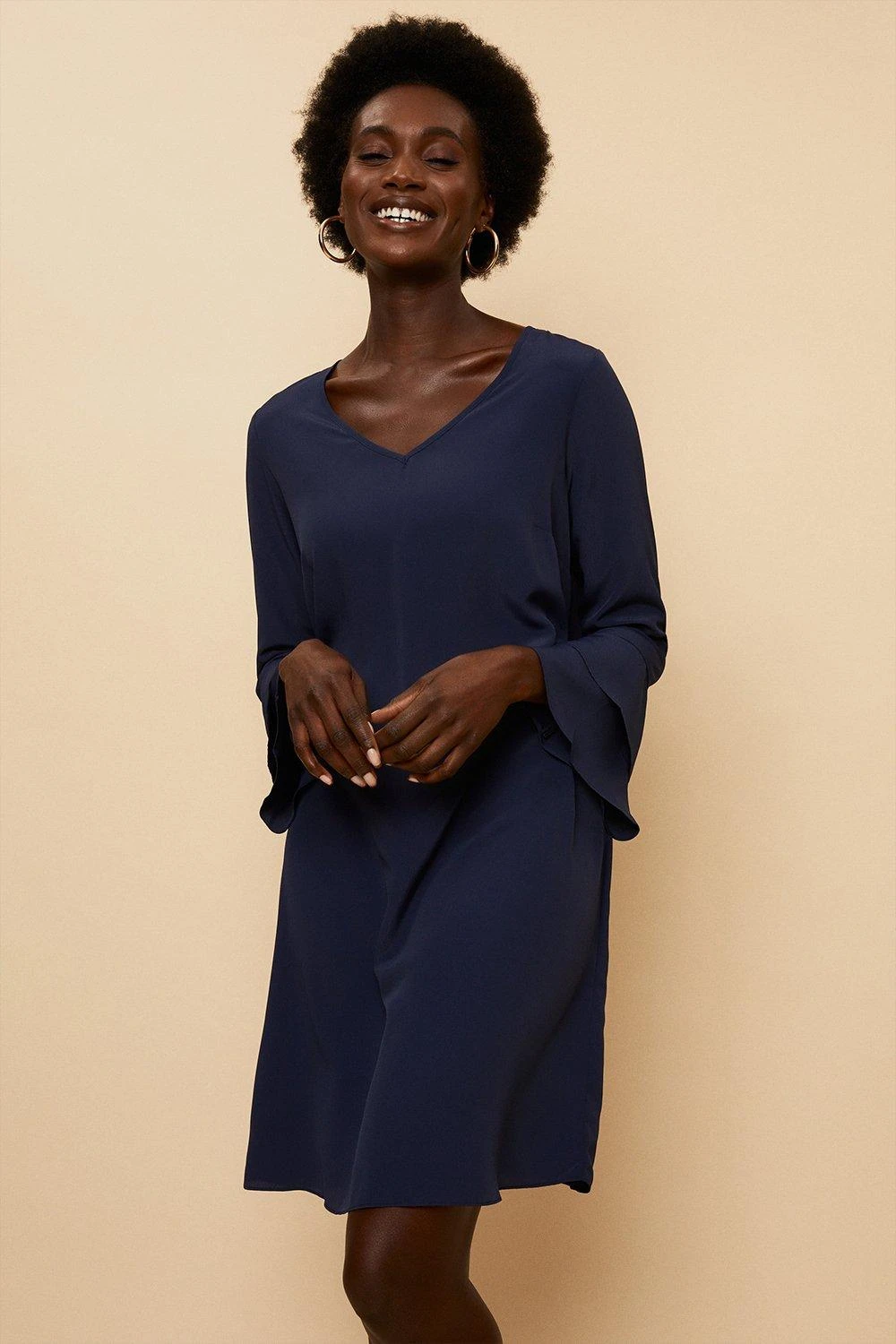 Wallis Ruffle Sleeve V Neck Shift Dress - Image 2