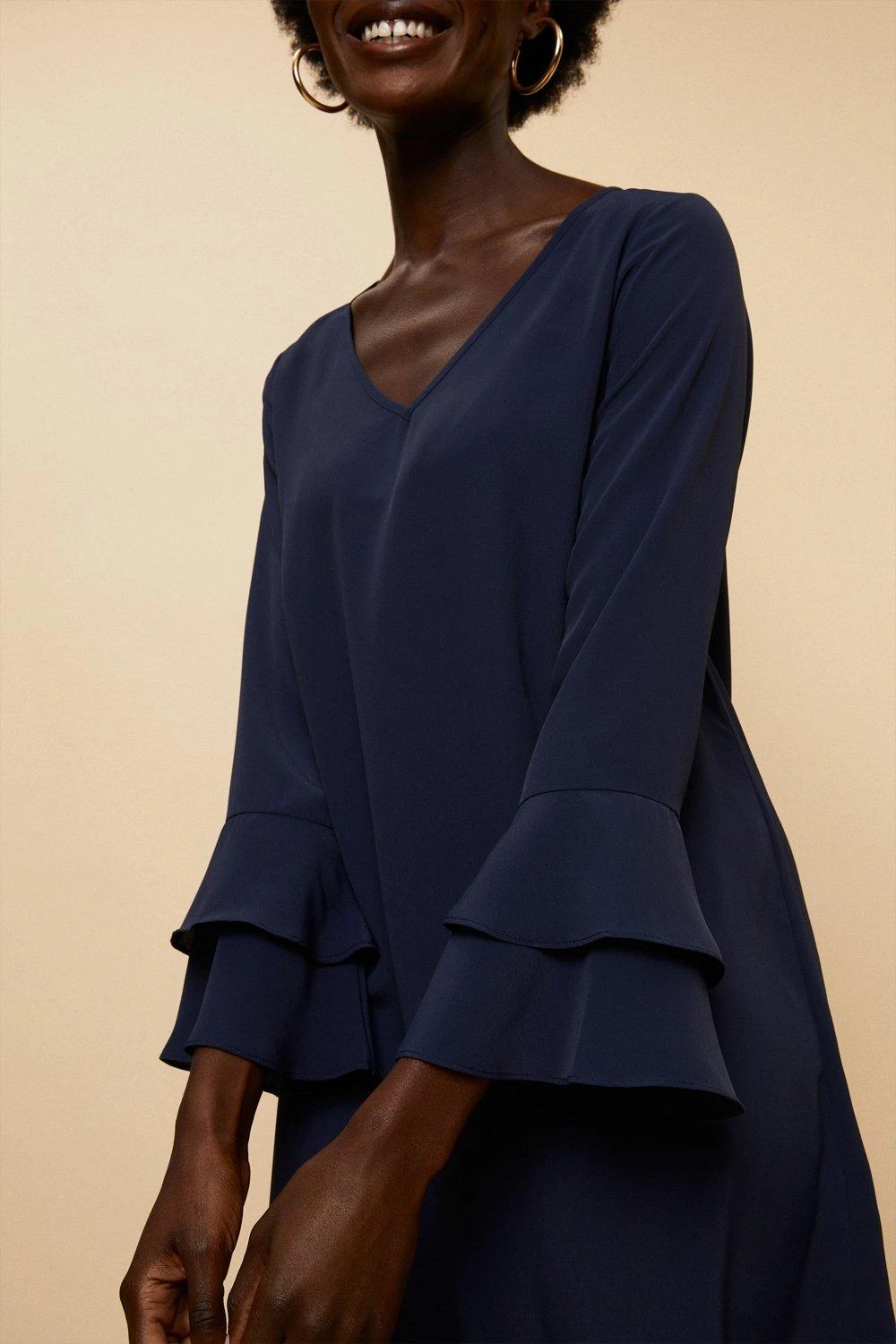 Wallis Ruffle Sleeve V Neck Shift Dress - Image 4