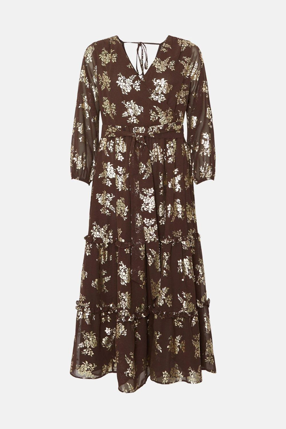 Wallis Floral Foil Print Tiered Midi Dress - Image 5
