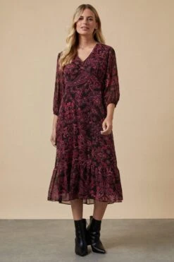 Wallis Petite Pink Paisley Midi Tea Dress