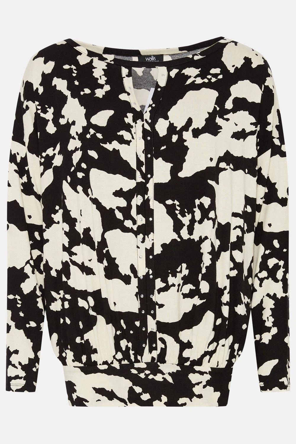 Wallis Mono Abstract Stud Detail Keyhole Jersey Top - Image 5