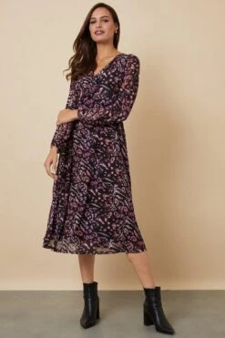 Wallis Pink Animal Mesh Twist Front Jersey Dress