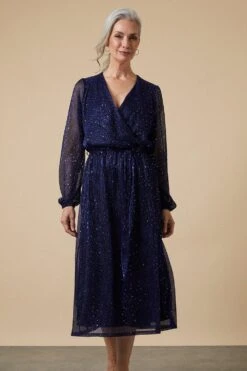 Wallis Blue Plisse Wrap Dress