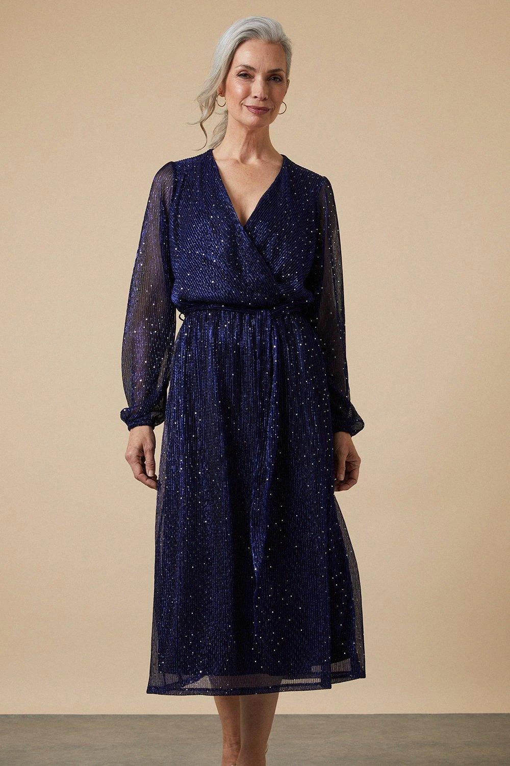 Wallis Blue Plisse Wrap Dress
