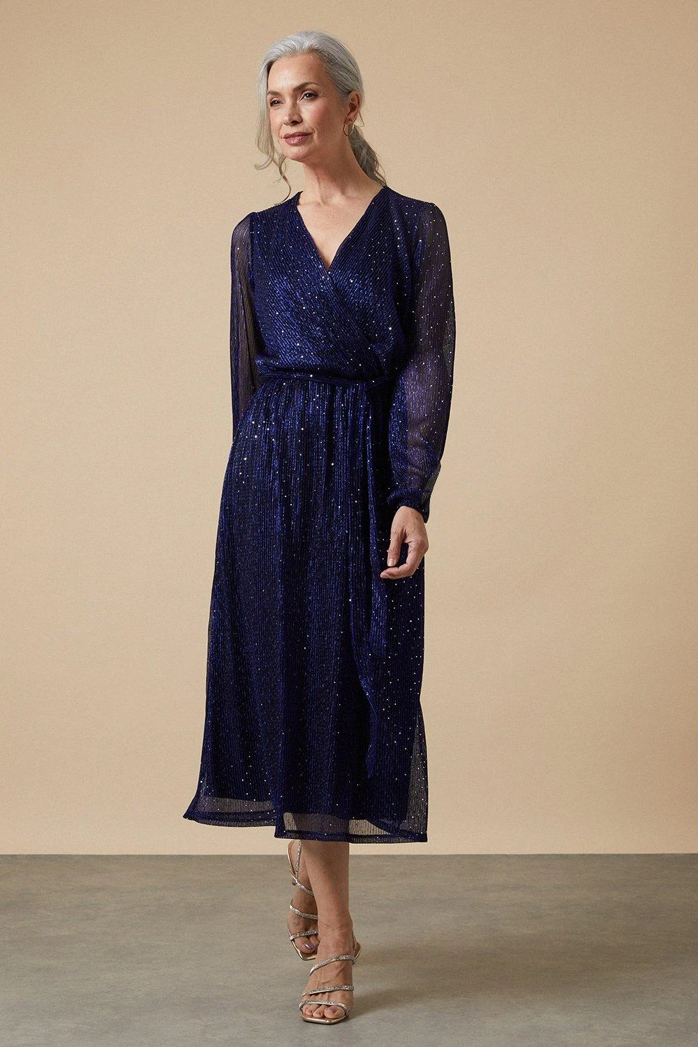 Wallis Blue Plisse Wrap Dress - Image 2