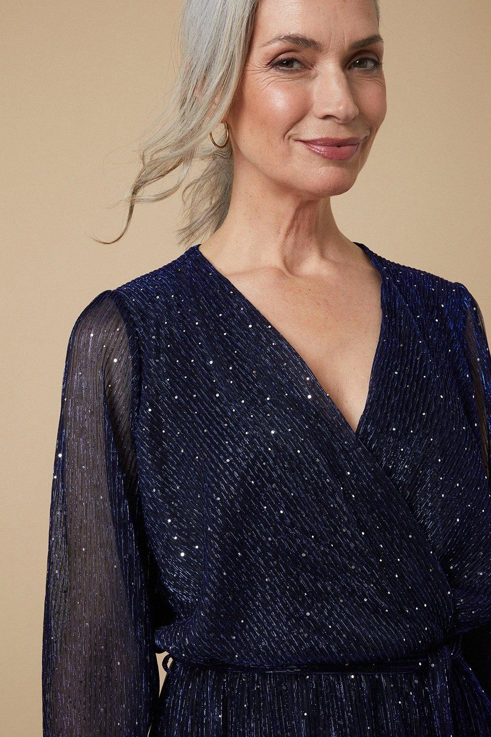 Wallis Blue Plisse Wrap Dress - Image 4