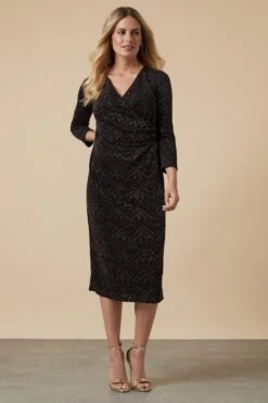 Wallis Petite Deco Shimmer Wrap Dress