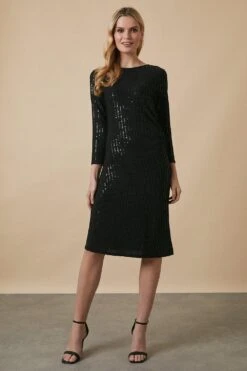 Wallis Tall Sequin Ruched Side Shift Dress