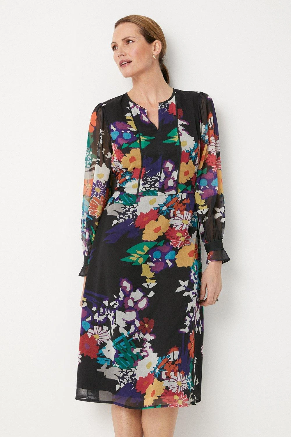Wallis Floral Piped Belt Midi Dress - Image 2