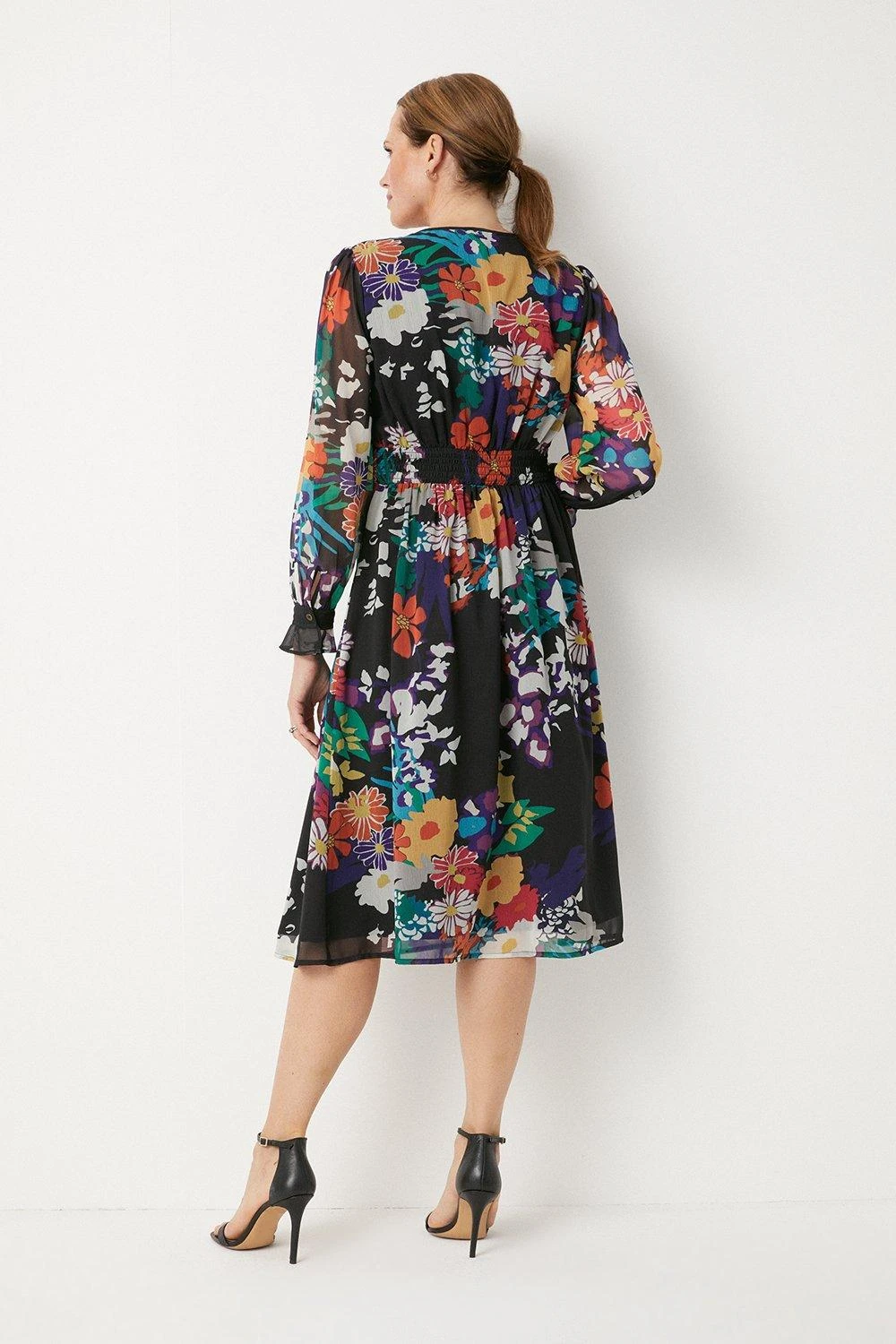 Wallis Floral Piped Belt Midi Dress - Image 3