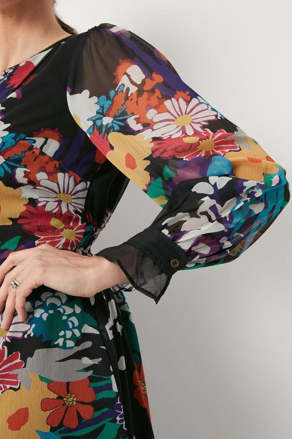 Wallis Floral Piped Belt Midi Dress - Image 4