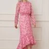 Wallis Floral Sequin Flute Sleeve Midi Dress
