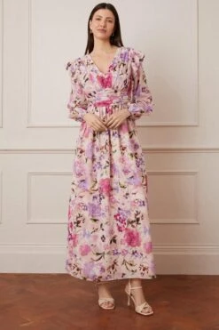 Wallis Floral Print Ruffle Twist Maxi Dress