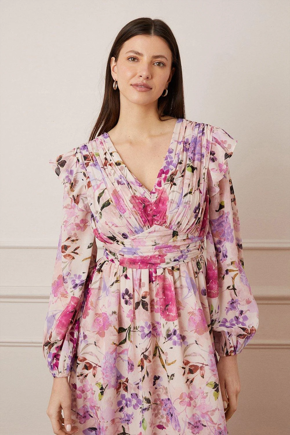 Wallis Floral Print Ruffle Twist Maxi Dress - Image 2