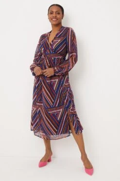 Wallis Multi Stripe Wrap Midi Dress