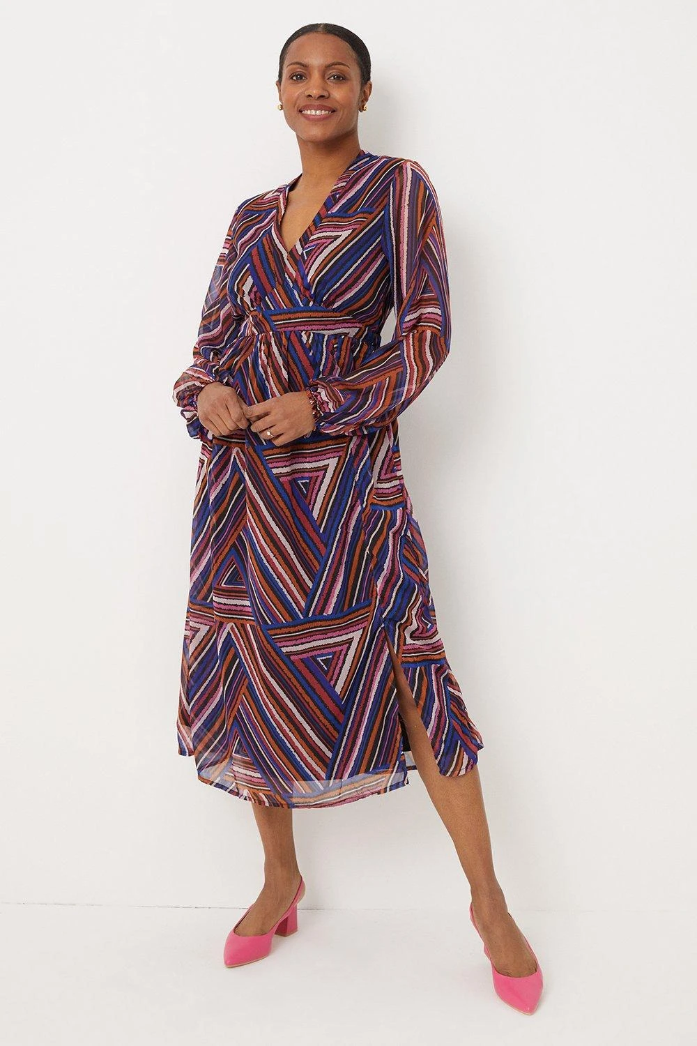 Wallis Multi Stripe Wrap Midi Dress