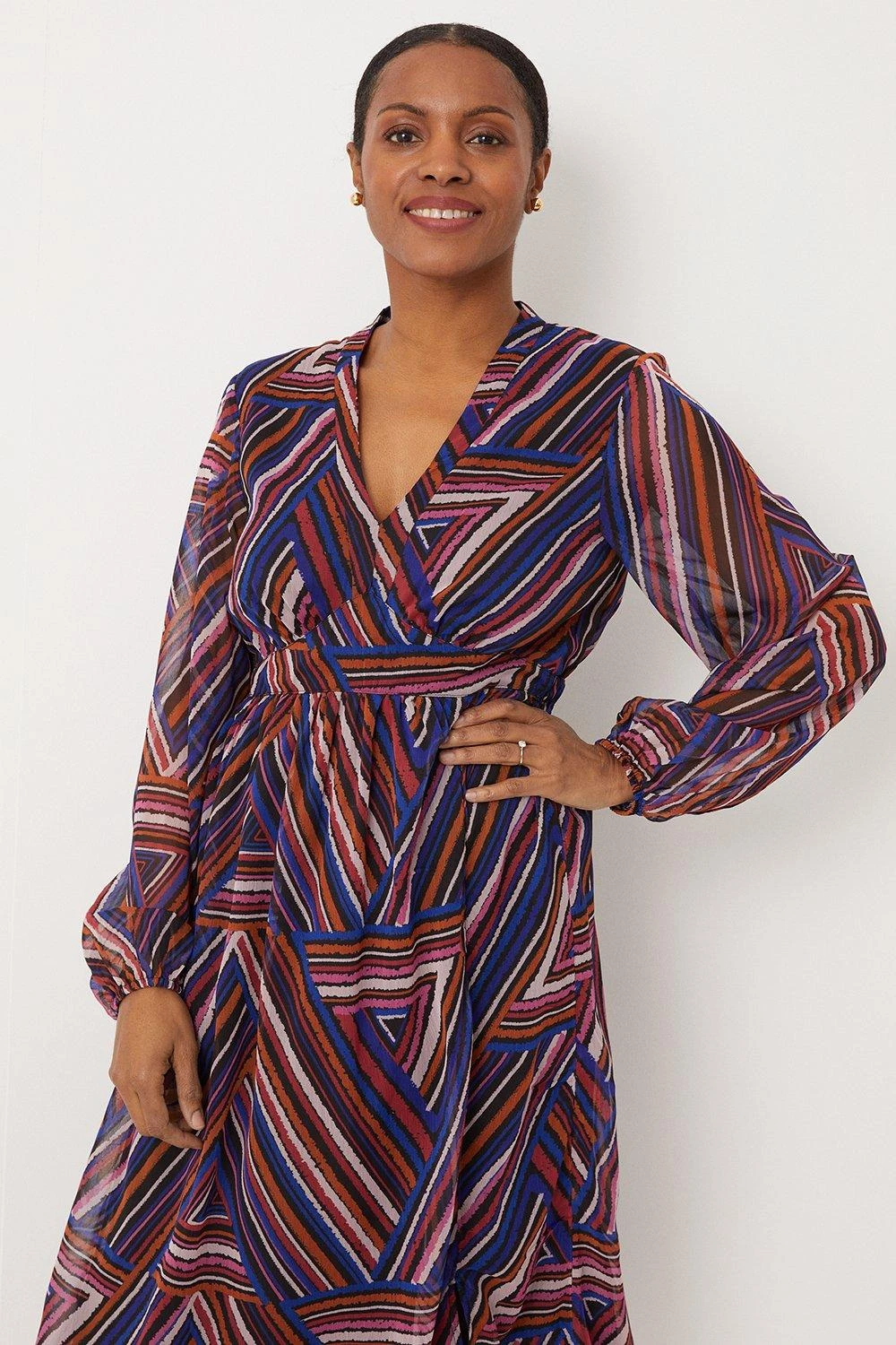 Wallis Multi Stripe Wrap Midi Dress - Image 2