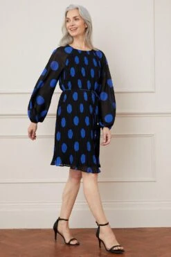 Wallis Polka Dot Bead Detail Pleated Shift Dress