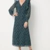 Wallis Green And Navy Wrap Dress
