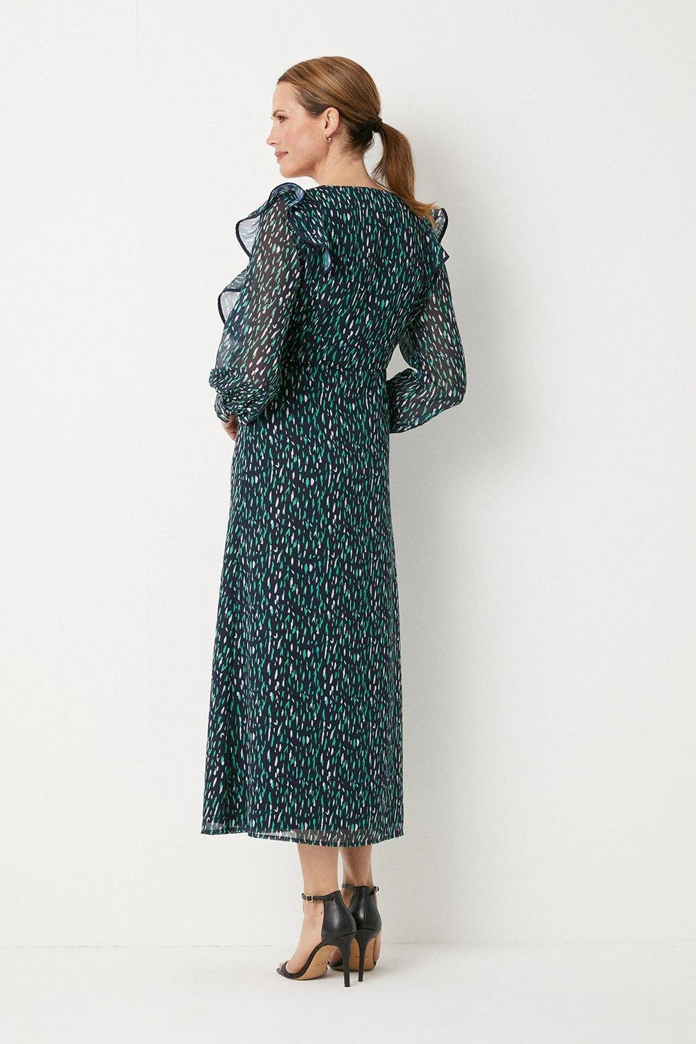 Wallis Green And Navy Wrap Dress - Image 2