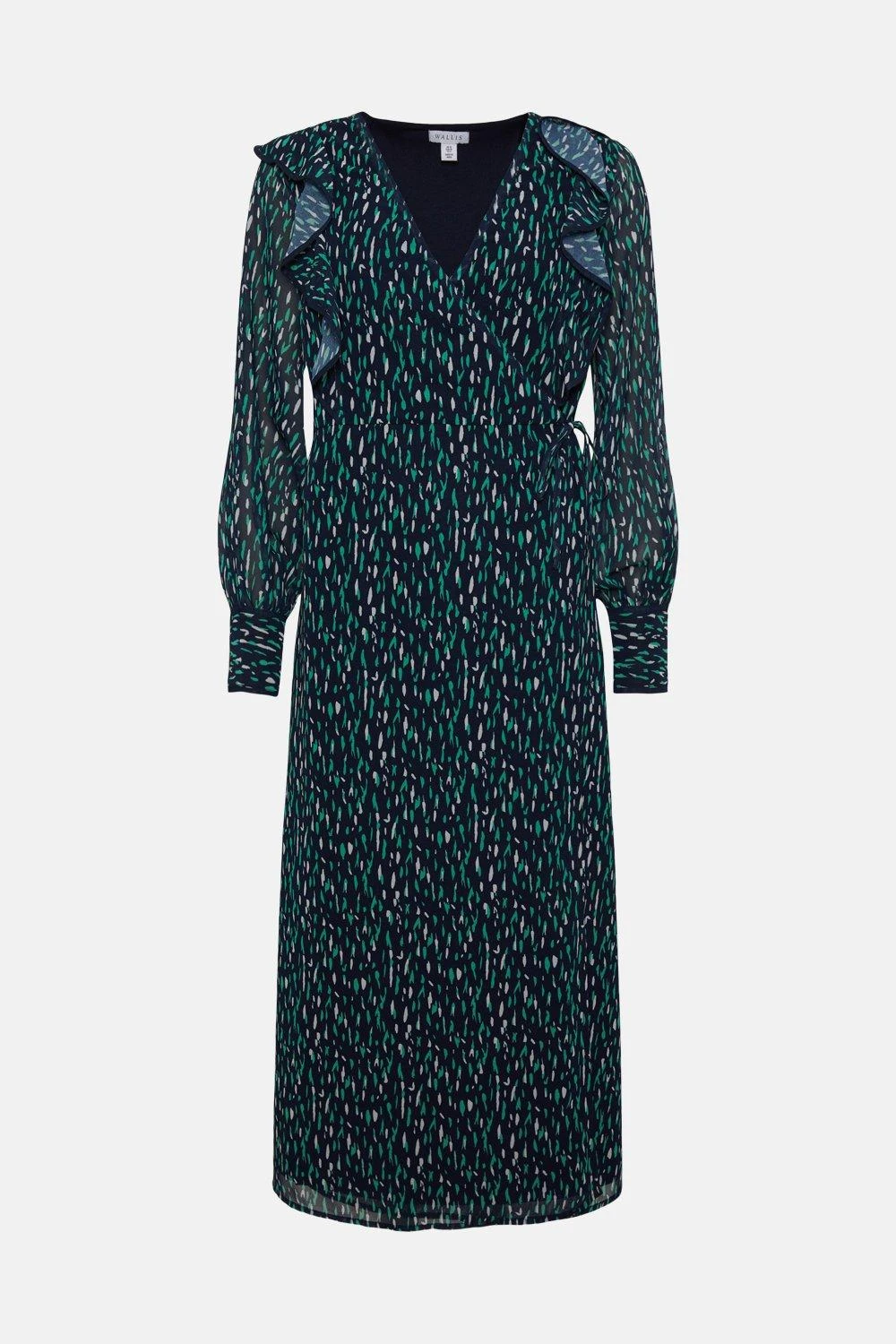 Wallis Green And Navy Wrap Dress - Image 4