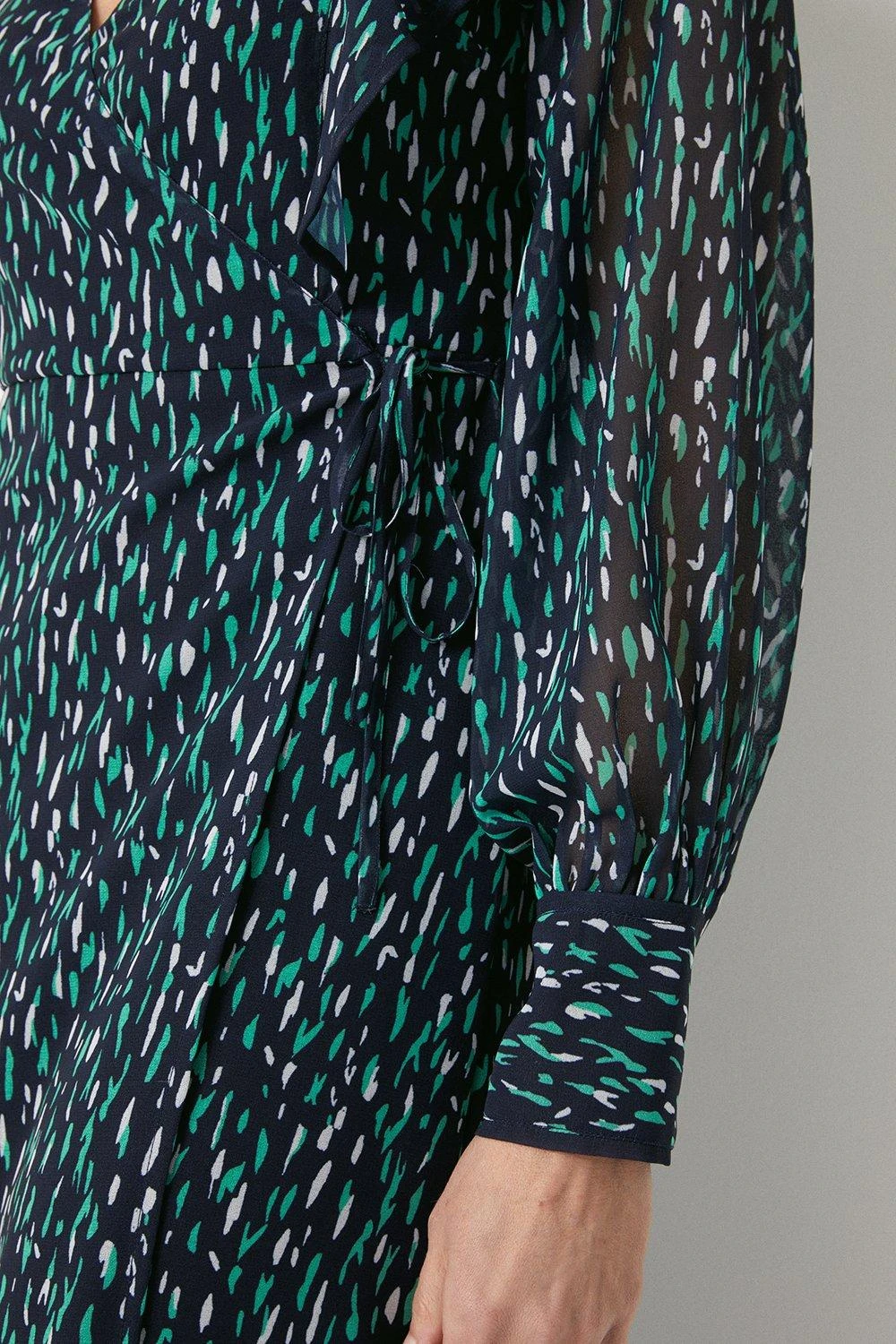 Wallis Green And Navy Wrap Dress - Image 5