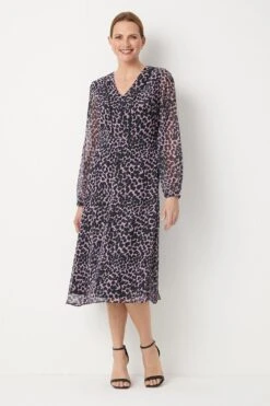 Wallis Blush Leopard V-neck Midi Dress