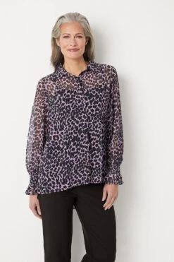 Wallis Blush Leopard Shirred Cuff Shirt