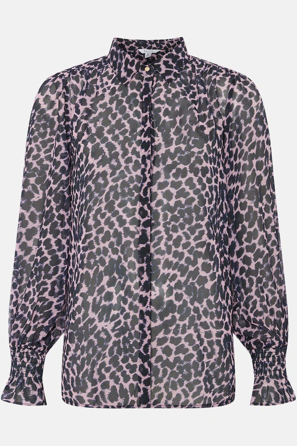 Wallis Blush Leopard Shirred Cuff Shirt - Image 5