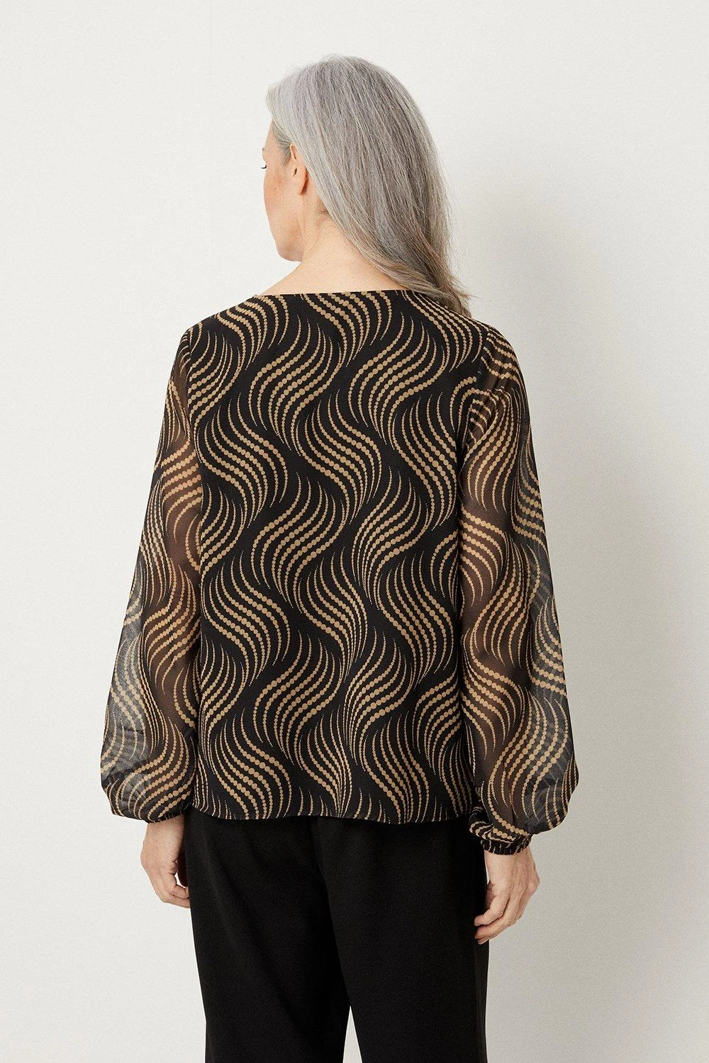 Wallis Black Abstract Spot Zip Pocket Detail Top - Image 3