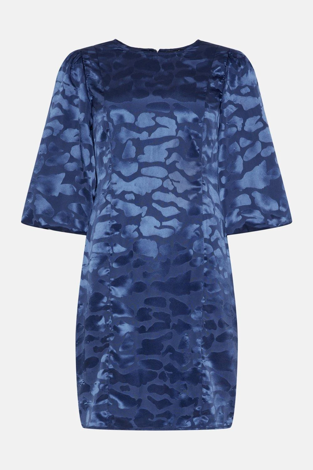 Wallis Satin Viscose Jacquard Balloon Sleeve Shift Dress - Image 5