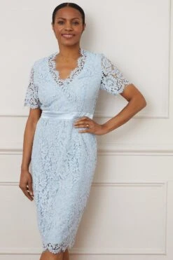 Wallis Glitter Lace Angel Sleeve Midi Dress