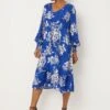 Wallis Petite Floral Jacquard Balloon Sleeve Dress