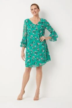 Wallis Green Floral Print Shift Dress