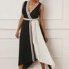Wallis Contrast Pleat Skirt Wrap Midi Dress