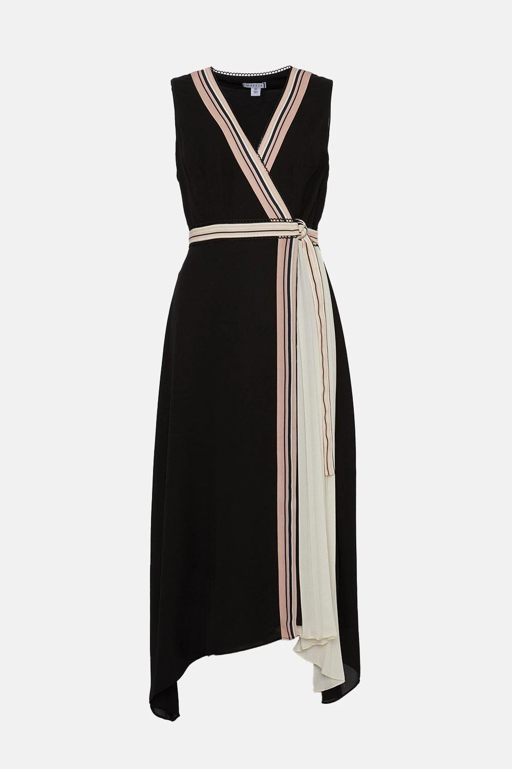 Wallis Contrast Pleat Skirt Wrap Midi Dress - Image 4