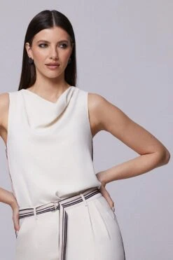 Wallis Side Stripe Cowl Neck Top