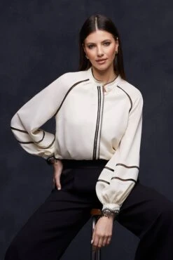 Wallis Contrast Ladder Trim Blouse