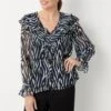 Wallis Blue Zebra Button Through Top