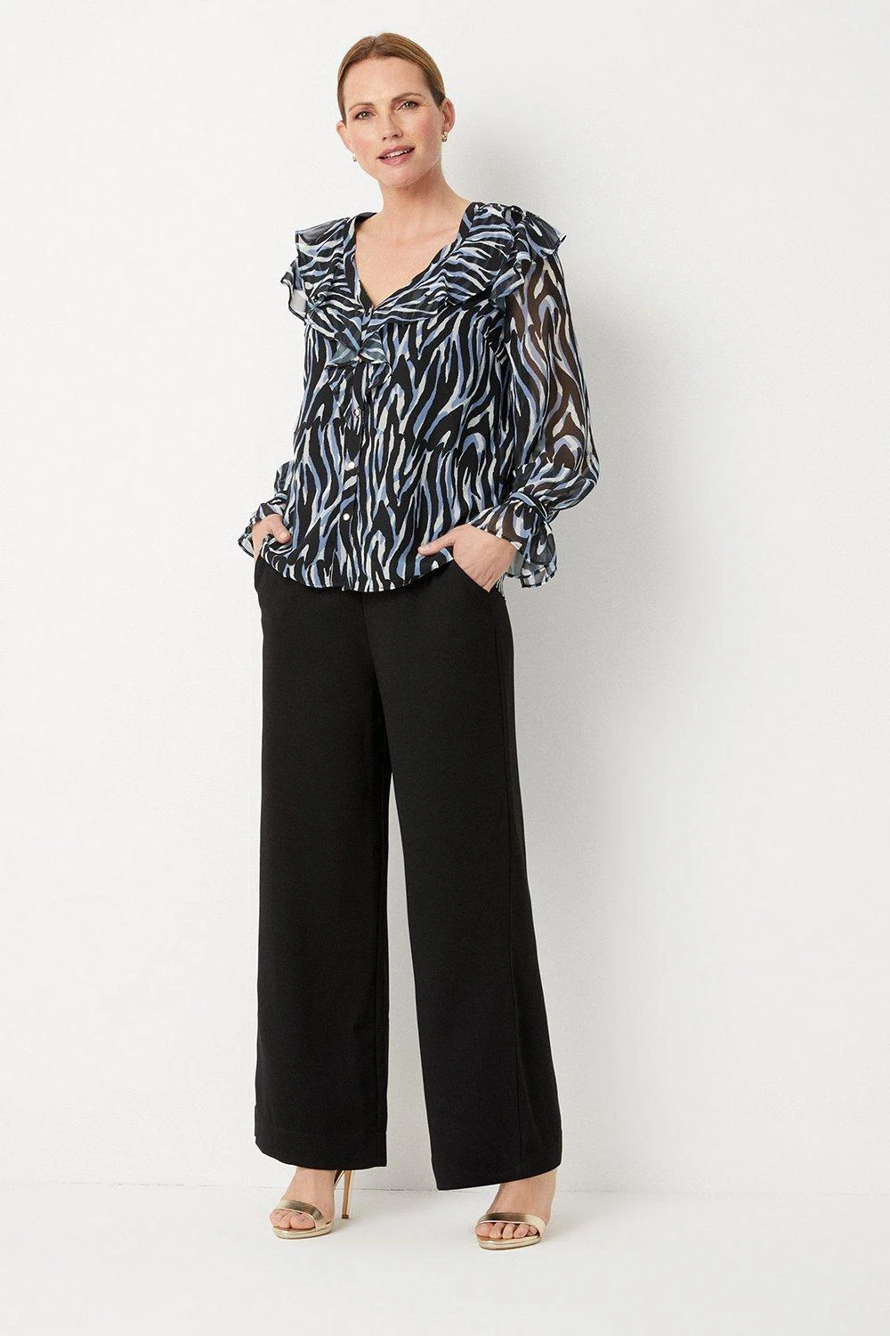 Wallis Blue Zebra Button Through Top - Image 2