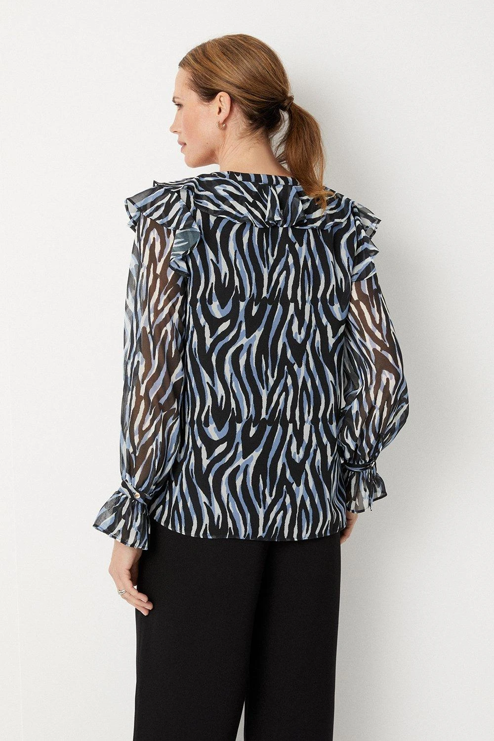 Wallis Blue Zebra Button Through Top - Image 3