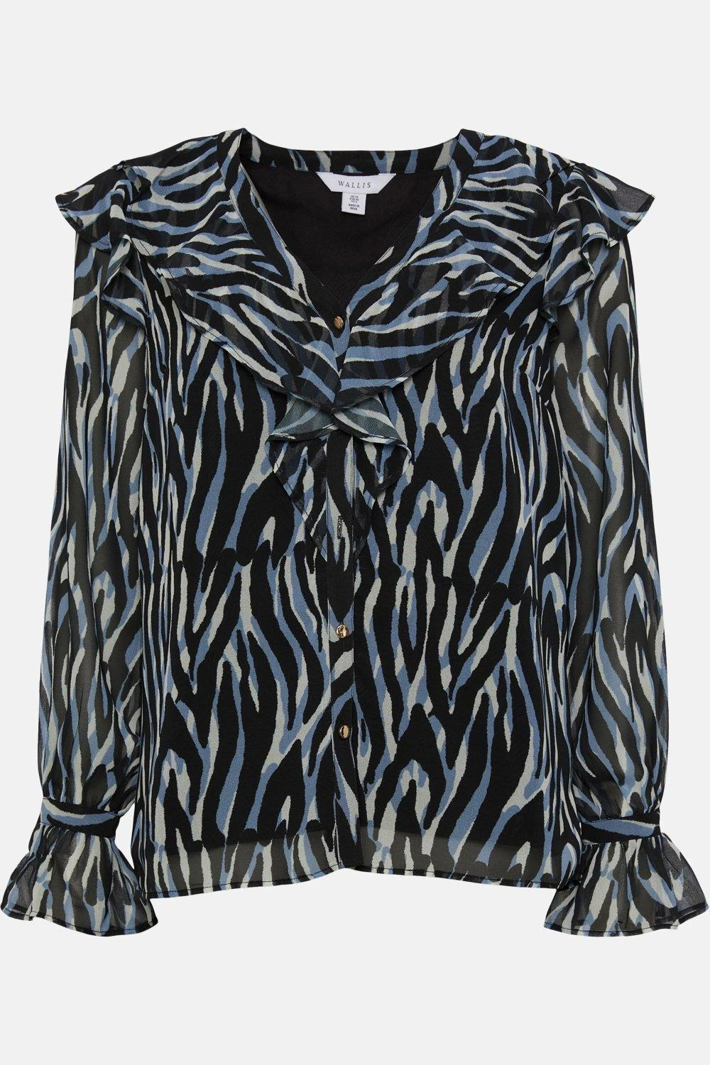 Wallis Blue Zebra Button Through Top - Image 5