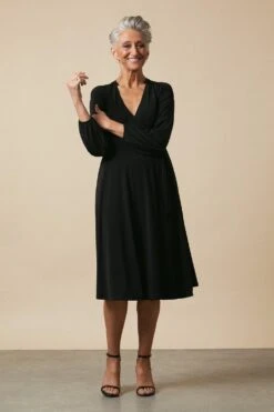 Wallis Petite Black Jersey Wrap Midi Dress