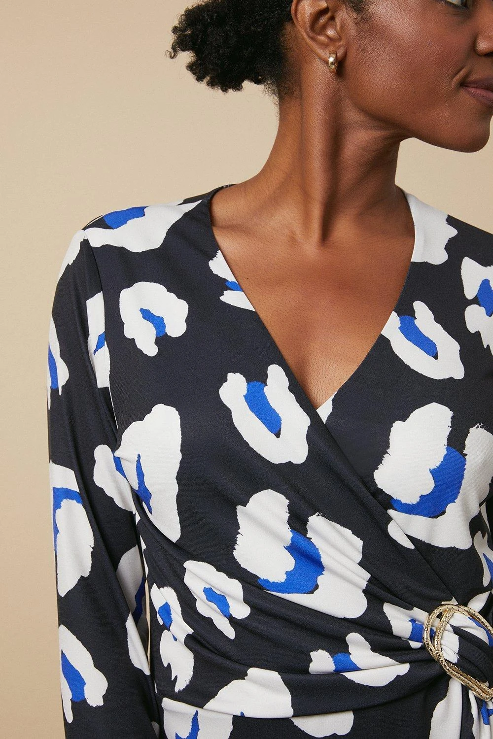 Wallis Animal Buckle Jersey Wrap Midi Dress - Image 4