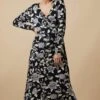 Wallis Mono Floral Jersey Wrap Dress