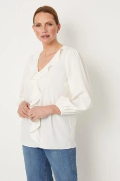 Wallis Ivory Ruffle Front Blouse
