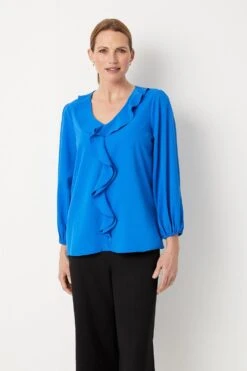 Wallis Cobalt Ruffle Front Blouse